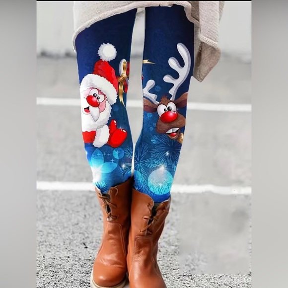 Woman’s Plus Size High Rise Christmas Leggings Size: Various - Picture 4 of 4